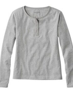 LL BEAN Signature Rangeley Cotton Henley Tee Women's Regular